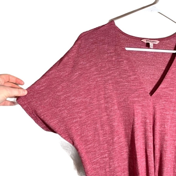 Y2K Juicy Couture Red Dolman Sleeve Front Twist Hem Short Sleeve Shirt - Picture 6 of 16